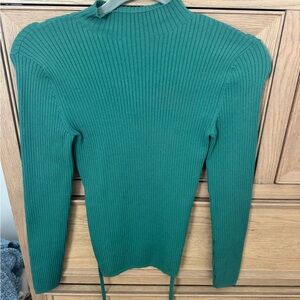 Babaton Aritzia Green Ribbed Crewneck Sweater
